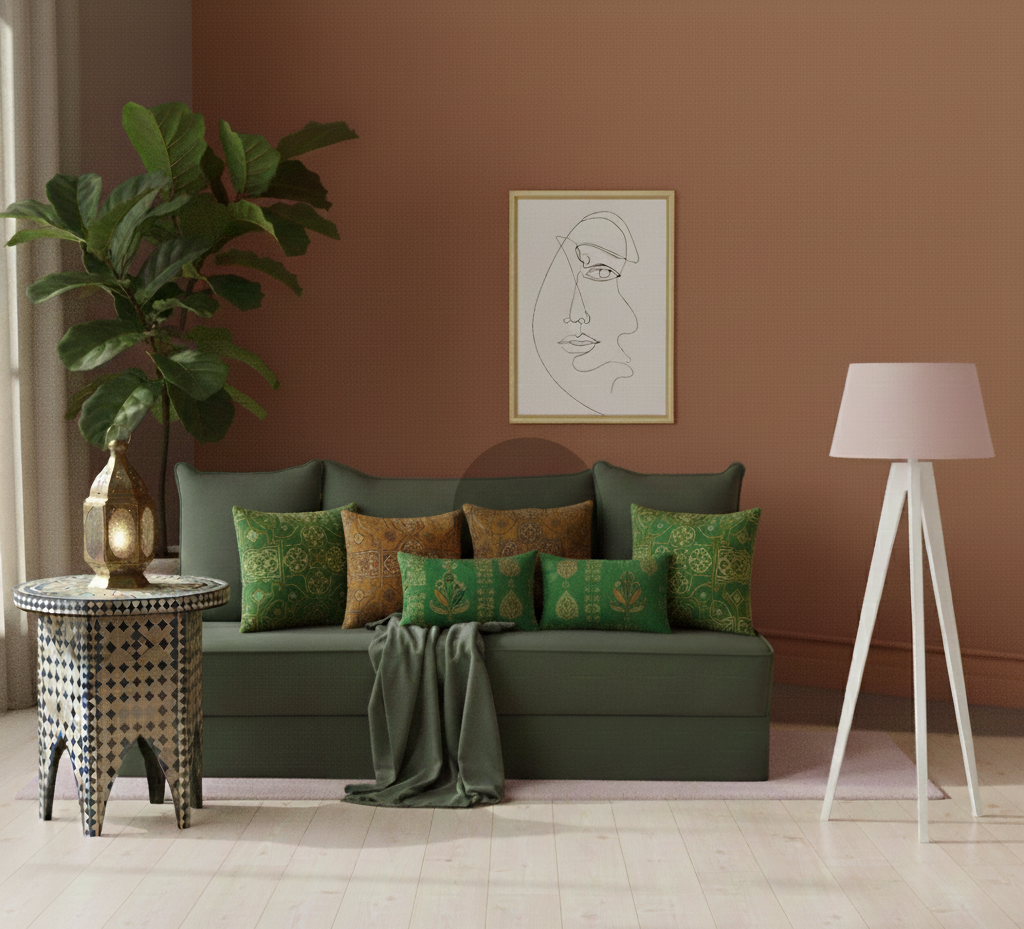 salon marocain moderne avec sedari et déco contemporaine