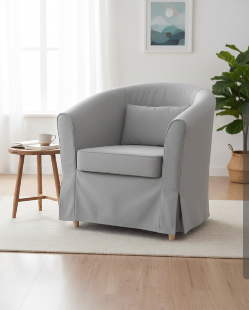 housse fauteuil tullsta gris perle