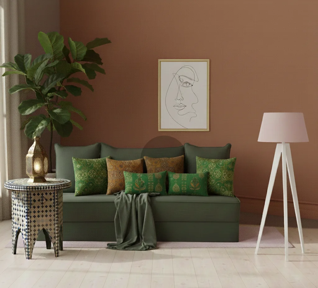 salon marocain moderne avec sedari et déco contemporaine